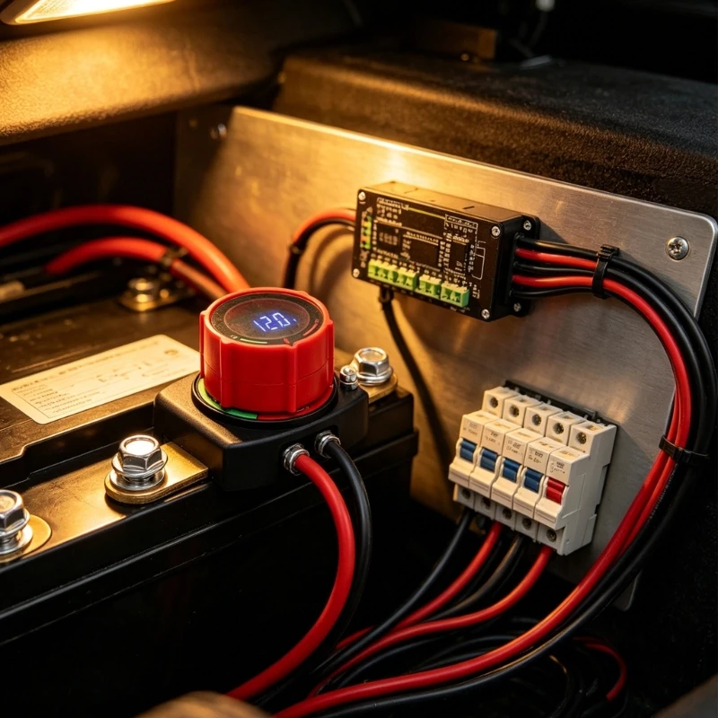 Battery Cut Off Device with Power Readout 12V 24V Brass Control for Storage Checks and Routine Battery Care Use H9EE