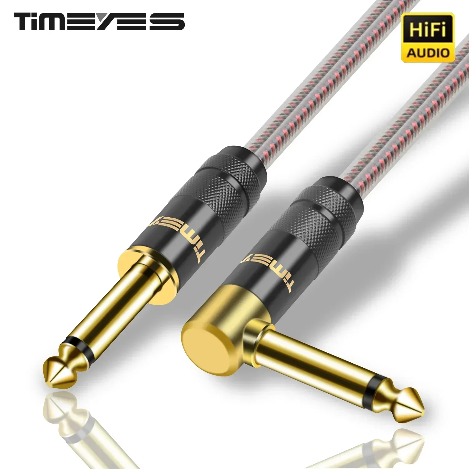 6.35mm TS Audio Cable 1/4 Inch Right Angle Instrument Cable Professional Electric Guitar Cord for Amplifier Preamp Mixer Speaker