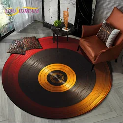 3D Vinyl Record Music DJ Screen Tape HD Round Area Rug,Carpet Rug for Living Room Bedroom Sofa Playroom Decor,Non-slip Floor Mat