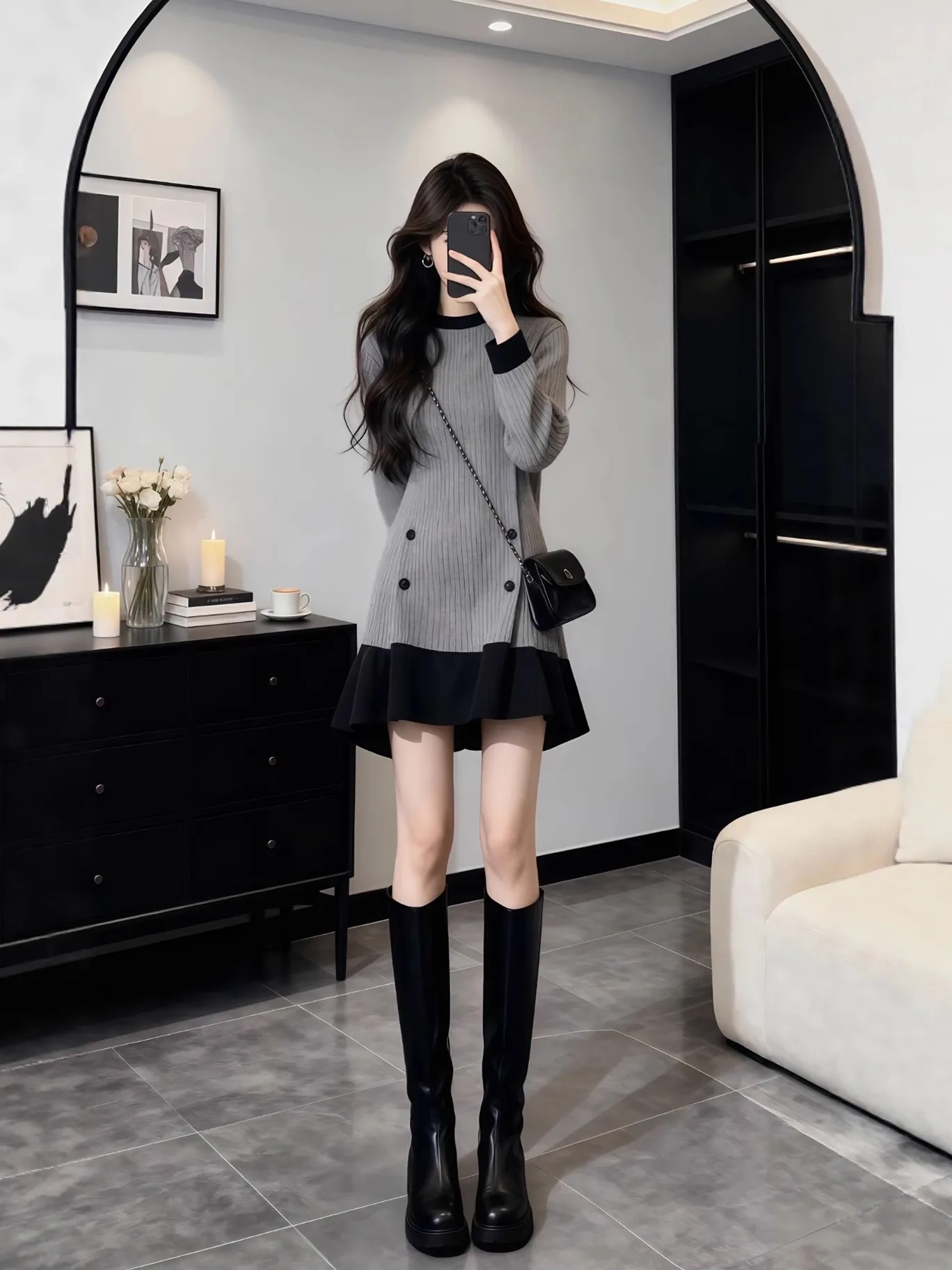 

Уникальная вязаная юбка-карандаш для женщин больших размеров, осенне-зимняя, с пэчворком, комфортная и теплая