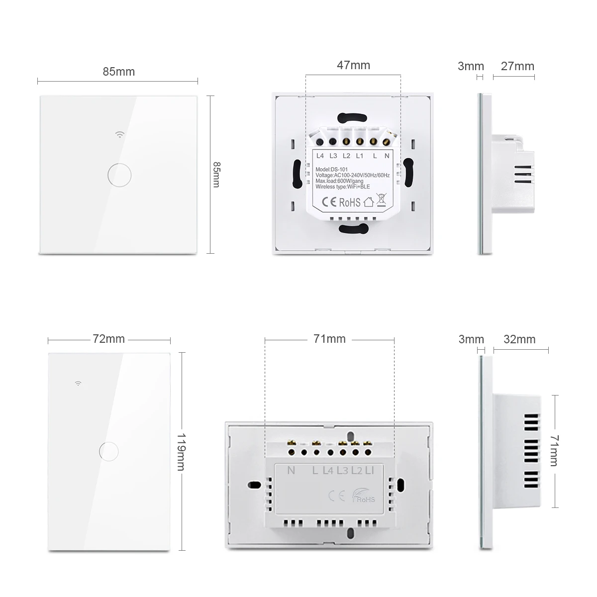 Scan QR Direct Connect Interruptor de luz LED WiFi, Interruptor Smart Touch, App Siri Voice, Controle sem fio, Trabalhar com Apple Homekit, Home Kit