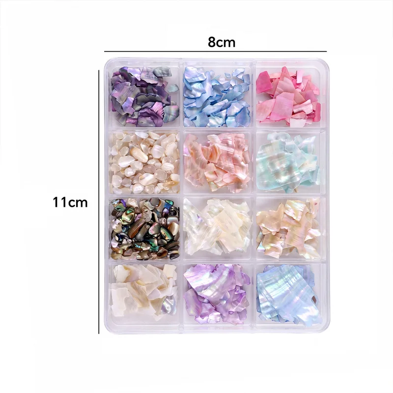 3D 12 Grid Iridescent Shell Flakes Nail Charms Ultra Thin Mother of Pearl Acetate Pieces DIY Nail Art Decorations view 5