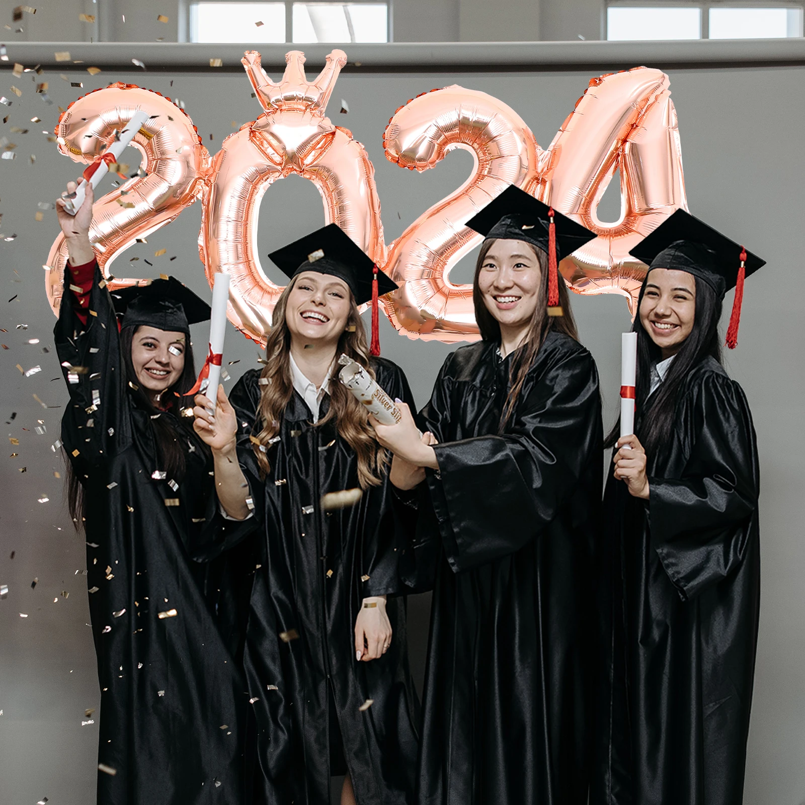 

1Set 2024 Number Balloons Aluminum Foil Large Party Balloon Decorations New Year Party Supplies 2024 Number Balloon