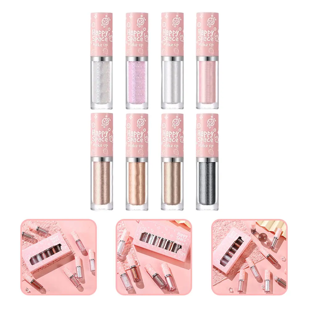 Juego de sombras de ojos, 8 Uds., barra de sombra de ojos con brillo líquido para maquillaje, pigmento brillante resistente al agua para fiesta y Festival