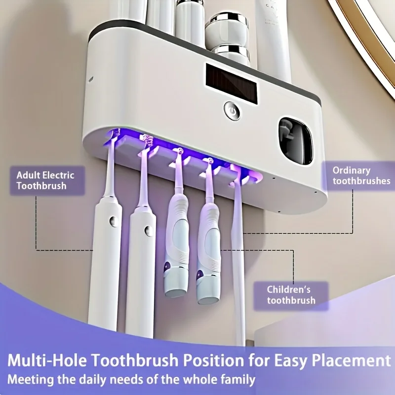 

Modern Mounted Toothbrush Organizer Auto Toothpaste Dispenser Practical Bathroom Storage Family Household Daily Decoration Use