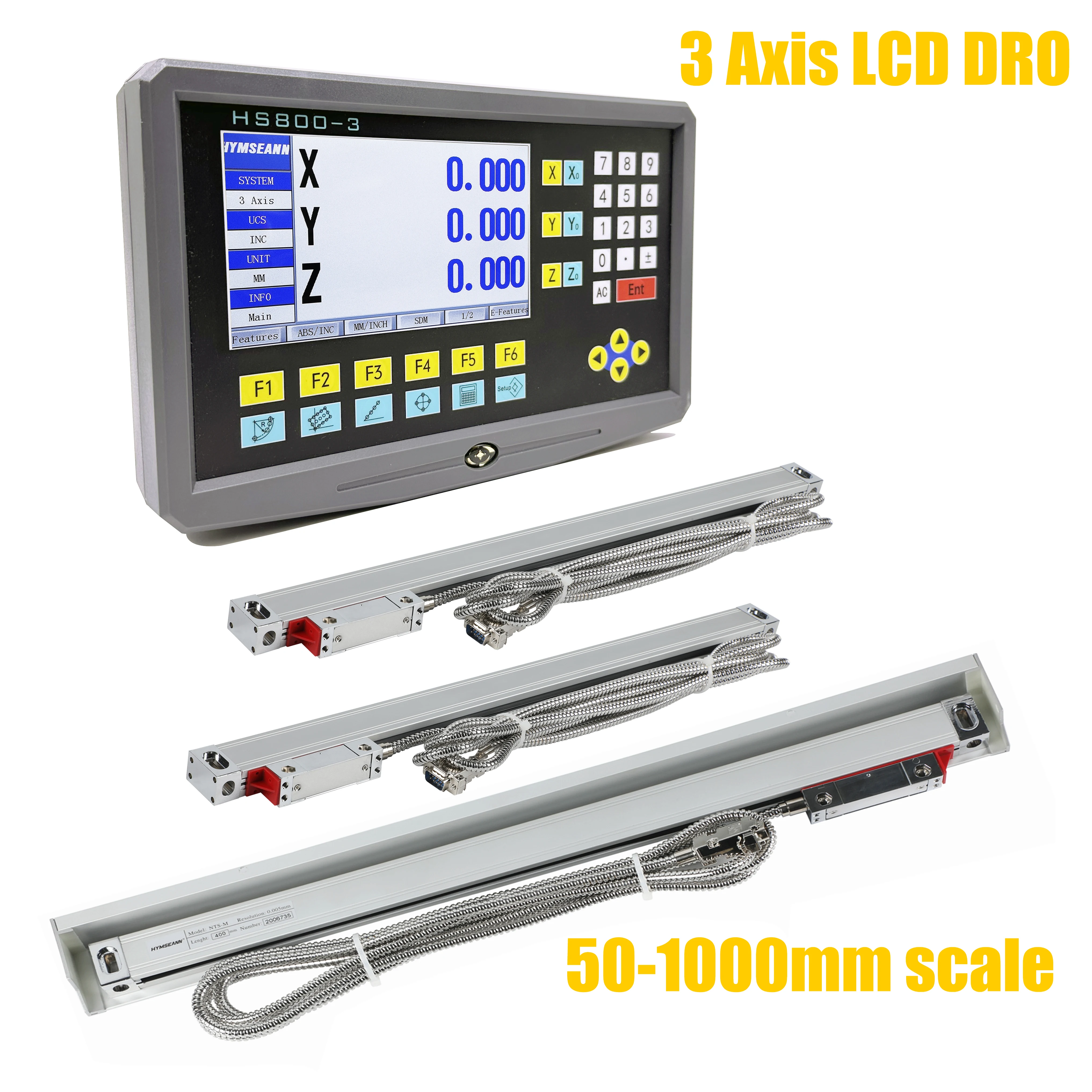 Dro Conjunto Completo de Eixos Fresagem Torno Torno Moedor Display de Leitura Digital Codificador de Escala Linear Idioma Lcd Dro Kit