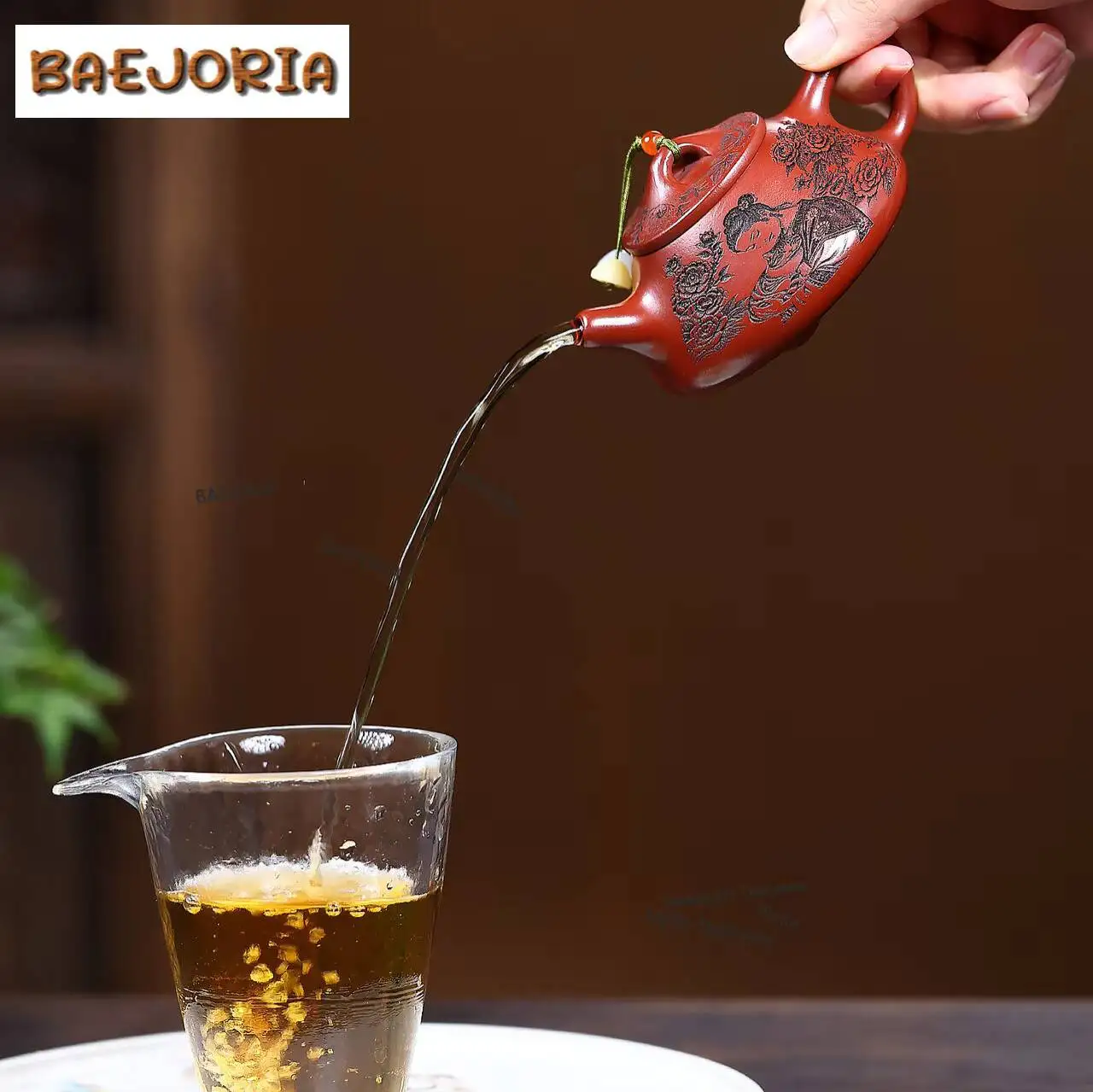 BAEJORIA 110ml Creative Yixing Purple Clay Teapots Handmade Stone Scoop Pot Raw Ore Dahongpao Mud Kettle Chinese Zisha Tea Set
