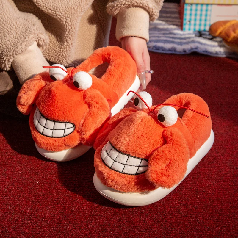 شبشب كراب نسائي شتوي - صوف صناعي مبطن دافئ، كعب مغلق، نمط جديد، شبشب رقيق مريح للمنزل الداخلي