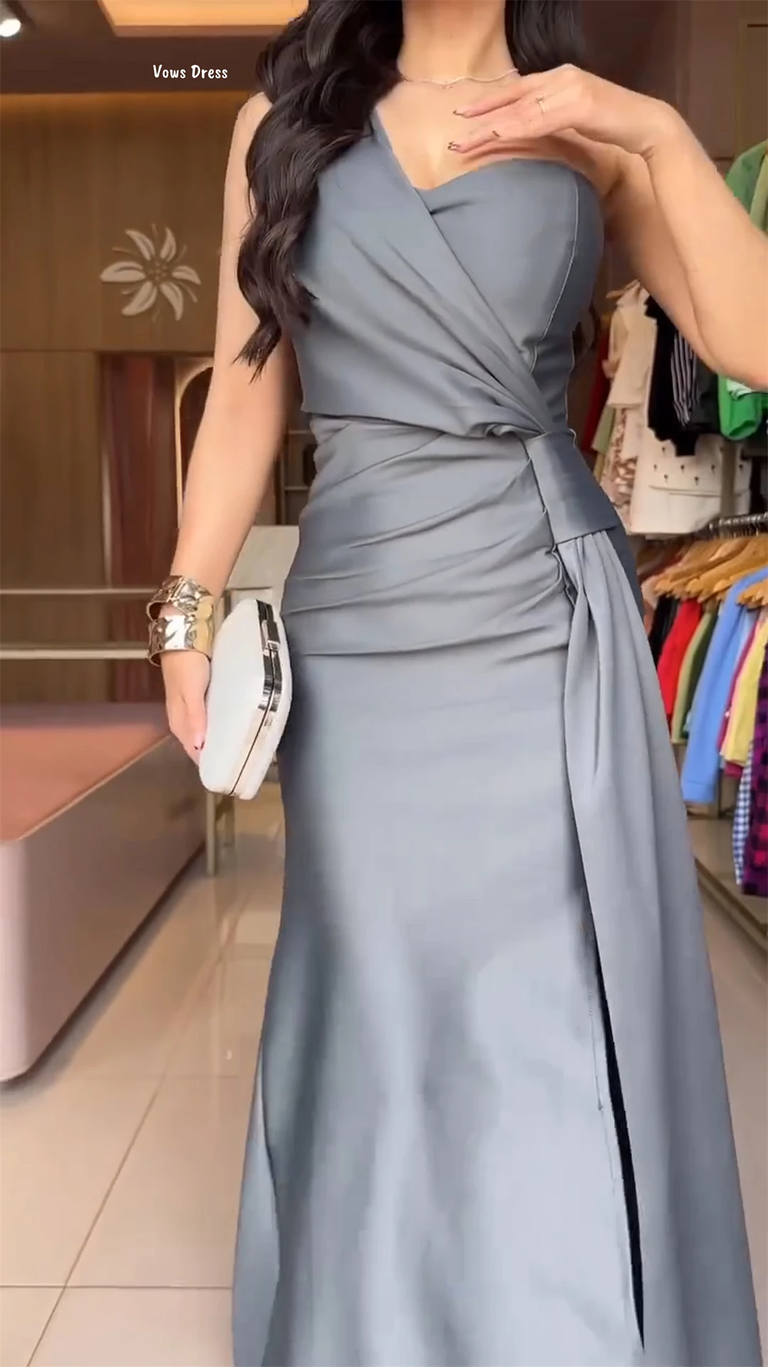 Vows Line A – robes de mariée élégantes pour femmes, pour Occasions spéciales, tissu en Satin, sur mesure, manches à une épaule, robes de mariée