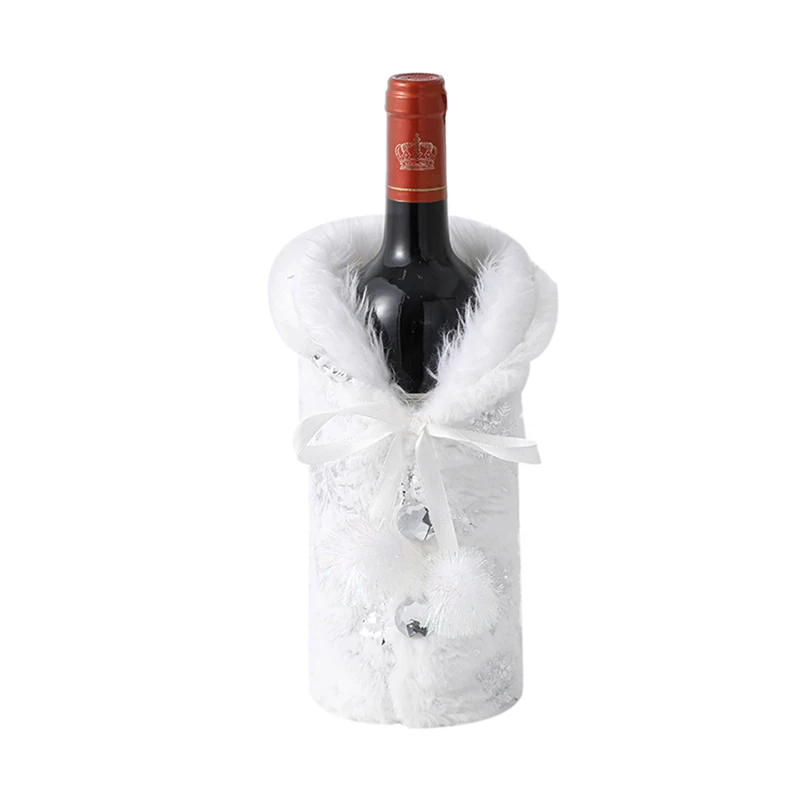 Plush Christmas Wine Bottle Cover Handmade Christmas Wine Bottle Sleeve Cute Christmas Wine Bottle Bags Party Decorations