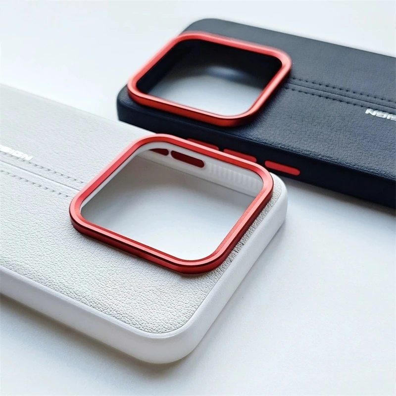Lekkie, luksusowe skórzane etui na Xiaomi 17, silikonowa twarda obudowa na tył telefonu Mi 17 5G, stylowa, odporna na wstrząsy osłona. — zdjęcie produktu 4