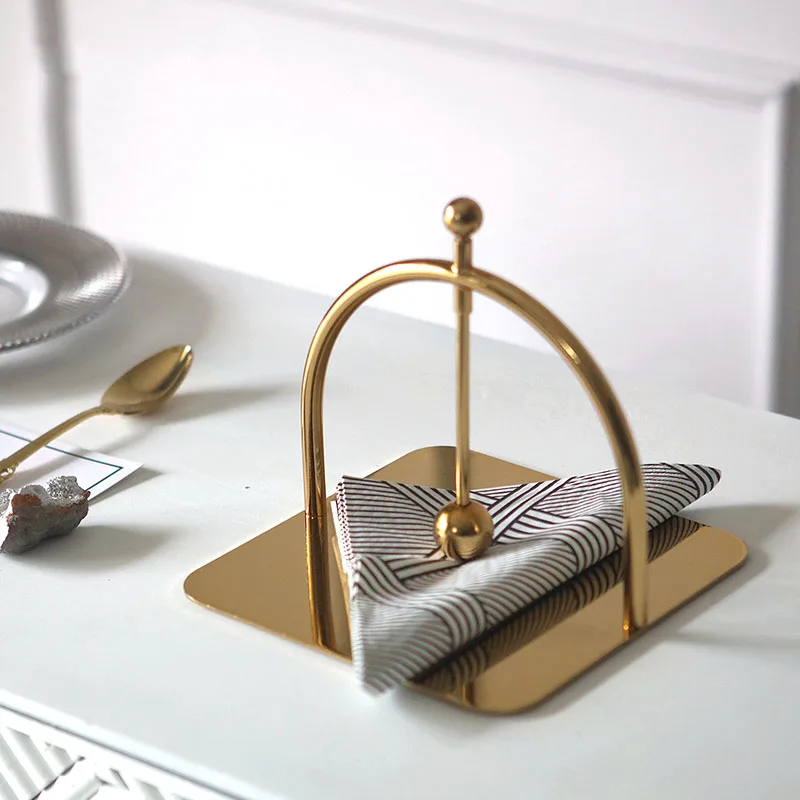 Nordic Gold Silver Black Tissue Holder Table Restaurant Hotel Desktop Square Napkin Holder Vertical Paper Holder Decor Ornaments