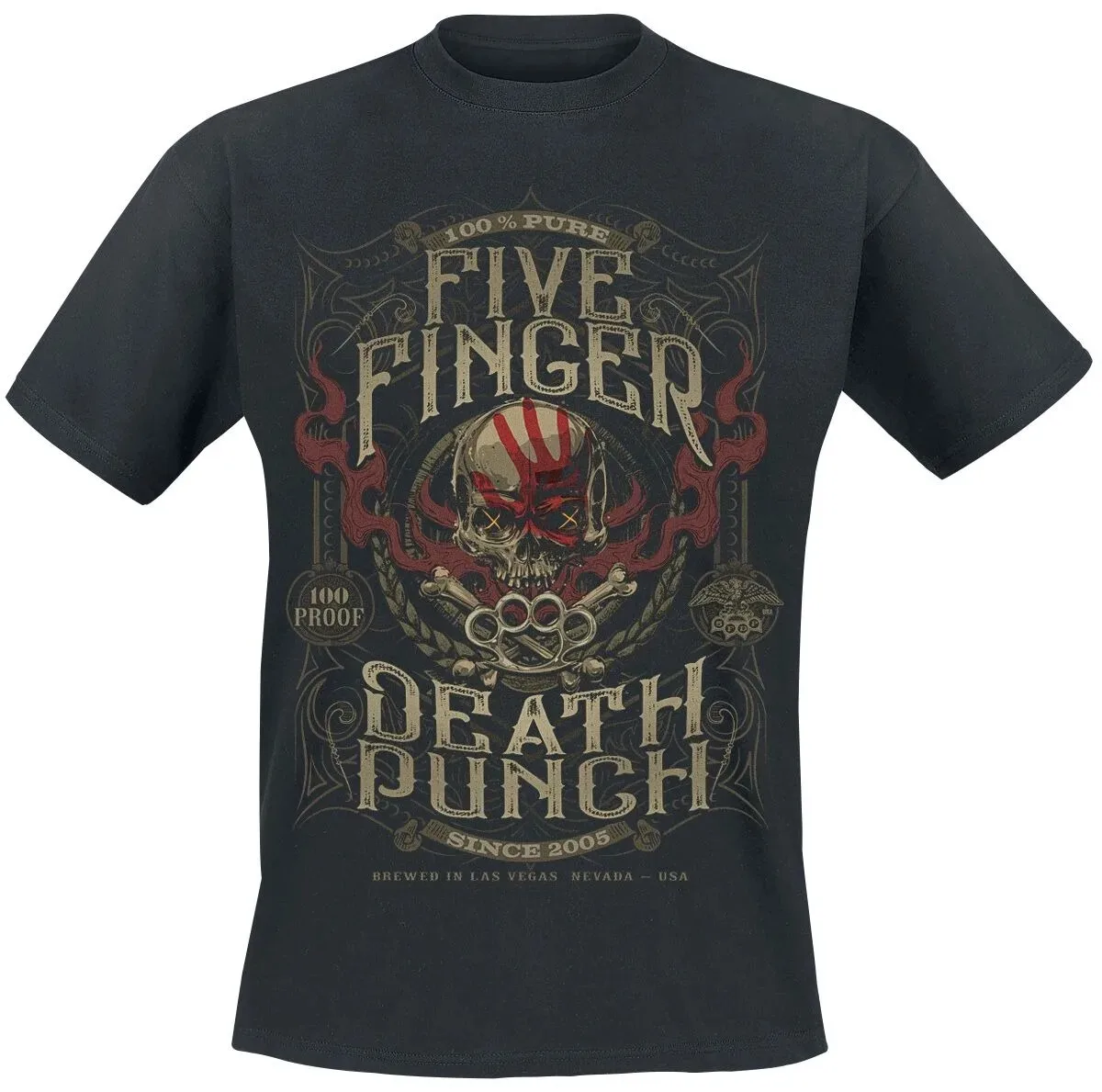 

Crew Neck T - Shirt with Five Finger Death Punch Skull Brass Knuckles Creative High-end Luxury hot product Short Sleeves Unisex