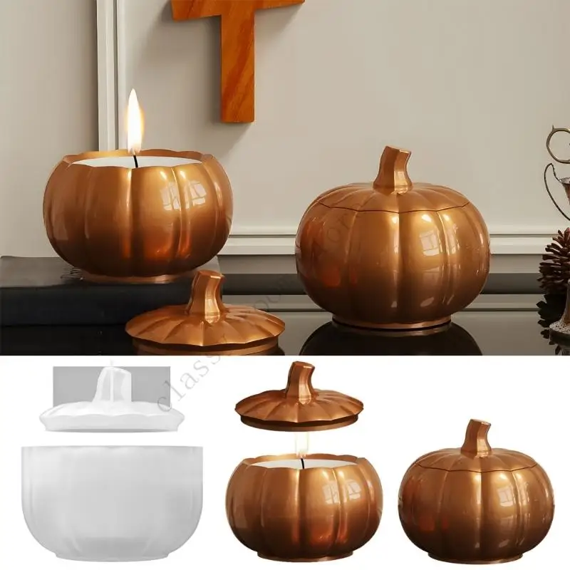 

Large Pumpkin Jar Silicone Mold Round Halloween Pumpkin Epoxy Resin Mould Silicone Storage Box Moulds