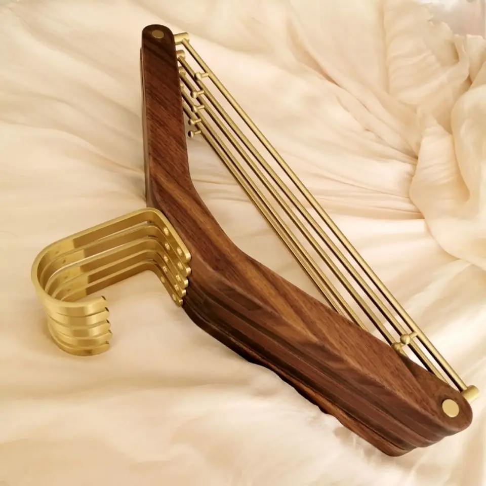 Walnut Wood Gold Metal Hangers Non Slip Heavy Duty Clothes Hangers for Closet Wardrobe Suit Shirt Dress Coat Storage