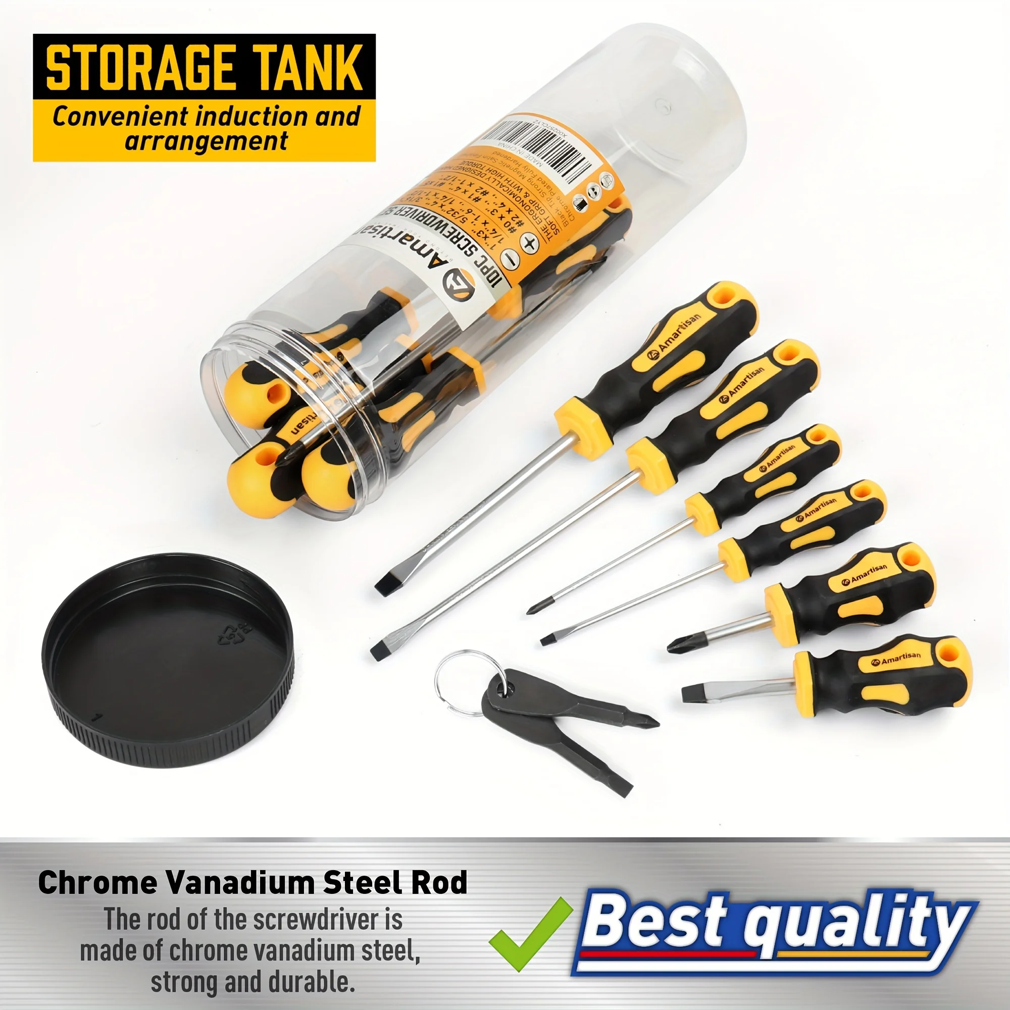 

10pcs Magnetic Screwdrivers,5 Phillips And 5 Flathead Screwdrivers with Professional Cushioned Handles Plus Two Key Screwdrivers