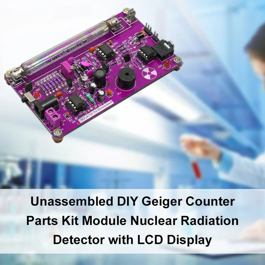 Unassembled DIY Geiger Counter Parts Kit Module Nuclear Radiation Detector with Sound and Light Alarm Function