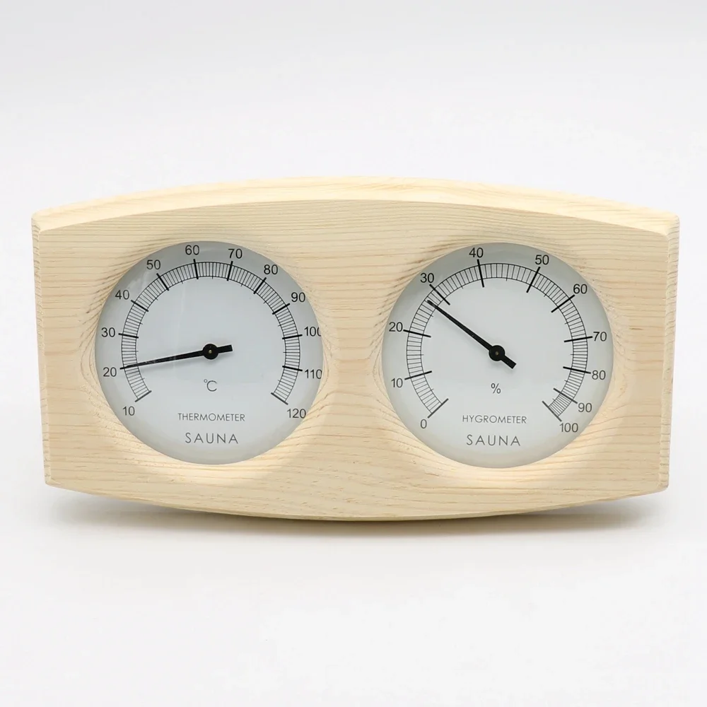 Double Sauna Accessory Wooden Hygrothermograph Thermometer Hygrometer Sauna Room