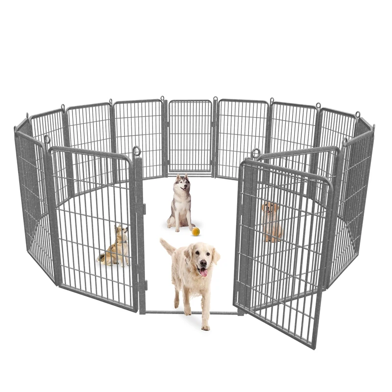 

Dog Playpen Outdoor Dog Fence Metal Pet Dog Fence 32 inch Height Dog Pen 14 Panels Exercise Pen Dog Playpen for RV Camping Yard