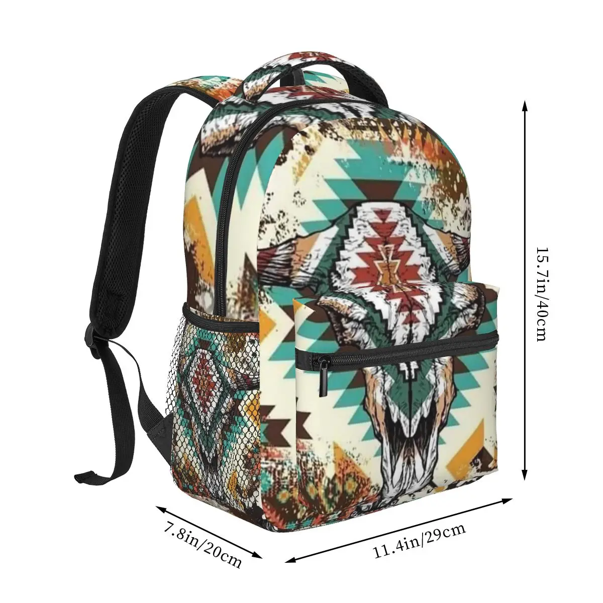 Bull Skull Tribal Aztec Bone Ethnic Backpack Student Boys Girls BookBag Kids School Bag Laptop Shoulder Bags for Men Women