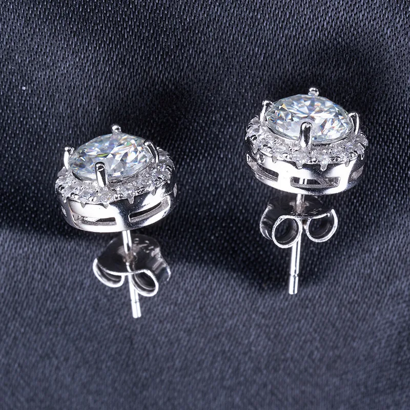 Joyce Kelly 6,5 mm 1 Karat bunte Moissanit-Ohrringe, Unisex, männlich, weiblich, S925-Sterlingsilber, funkelnder feiner Schmuck, Herren-Ohrstecker – Detail 9