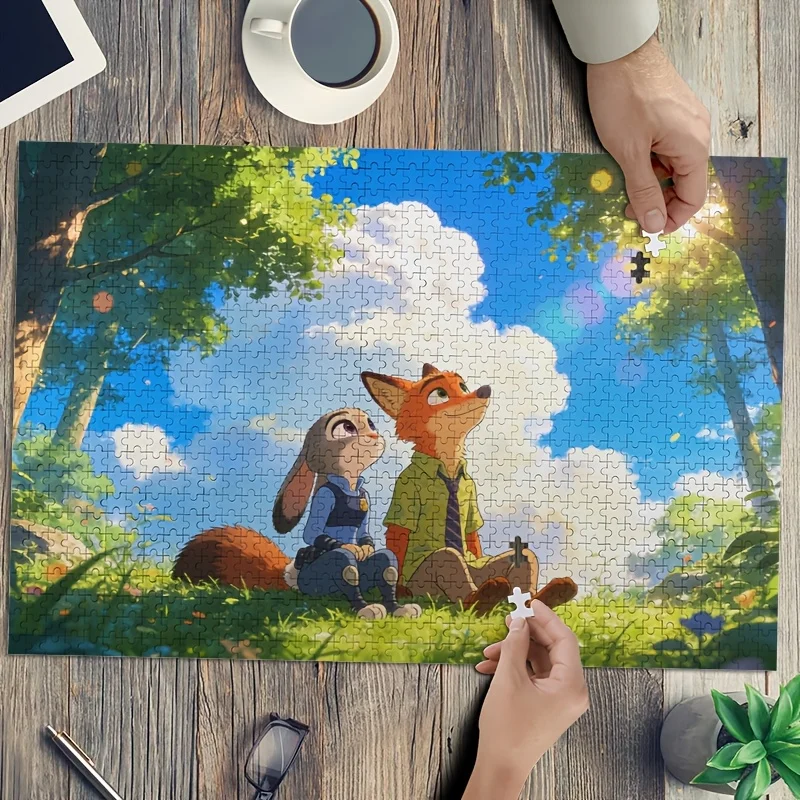 

Пазл 1000 деталей Disney 'Wildbeest Resort' (Зверополис) с Джуди и Ником — сложная головоломка, развивающая мышление, подходит для самостоятельной сборки, декор для стен, 10