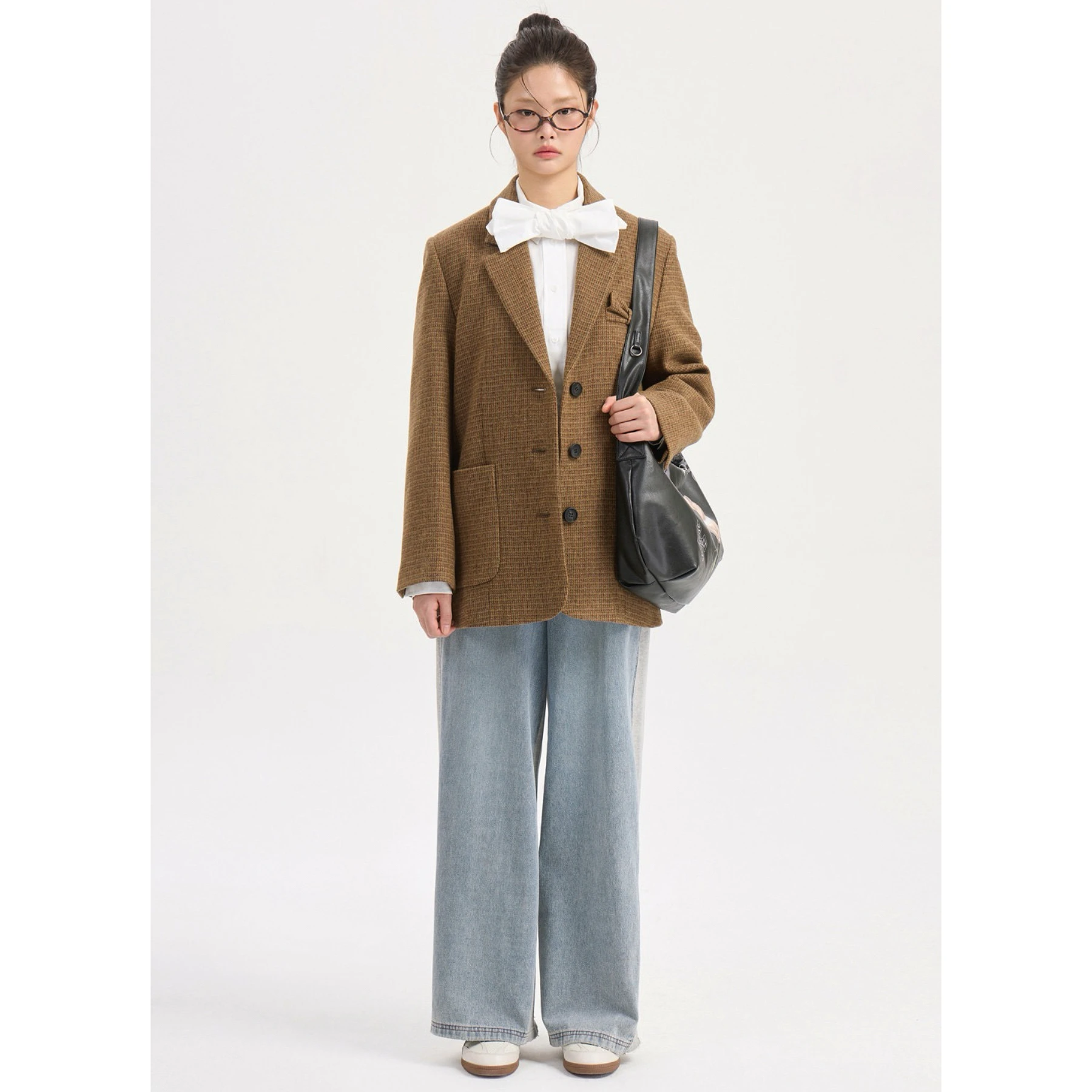 

Женский повседневный пиджак Lemon Cheese LUC26 с воротником и декоративным узлом, универсальный, свободного кроя, с длинными рукавами