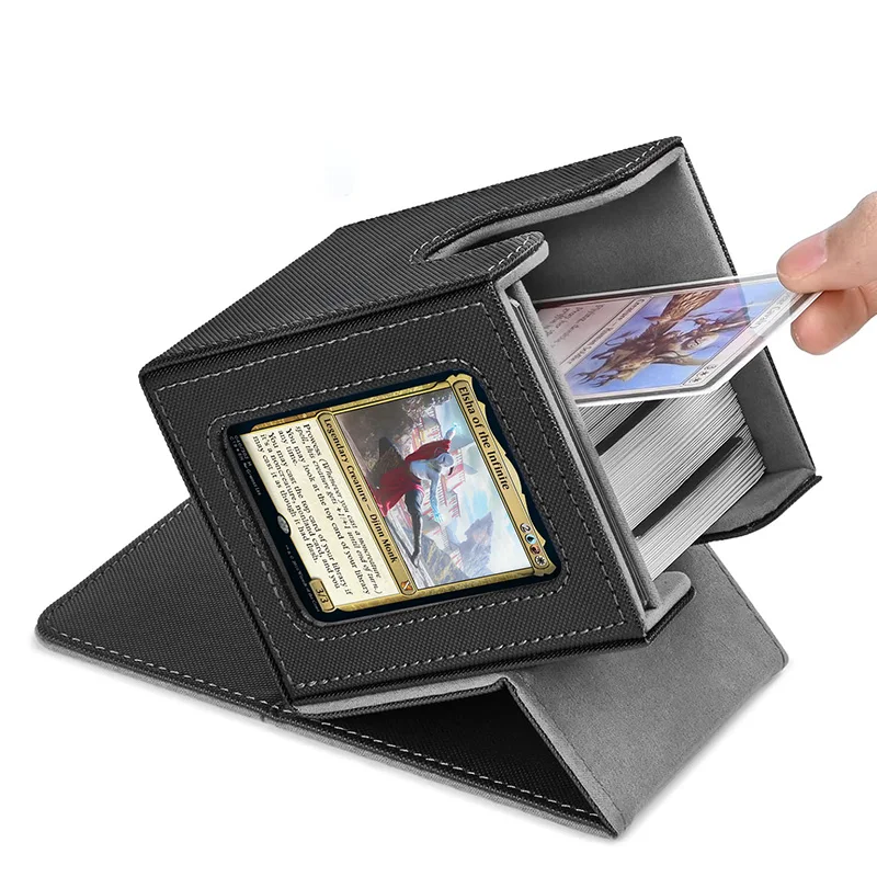 

Card Deck Box with CCG Commander Display, Deck Case Holds 100+ Double-Sleeved Cards, Trading Card Storage Box Fits TCG/PTCG