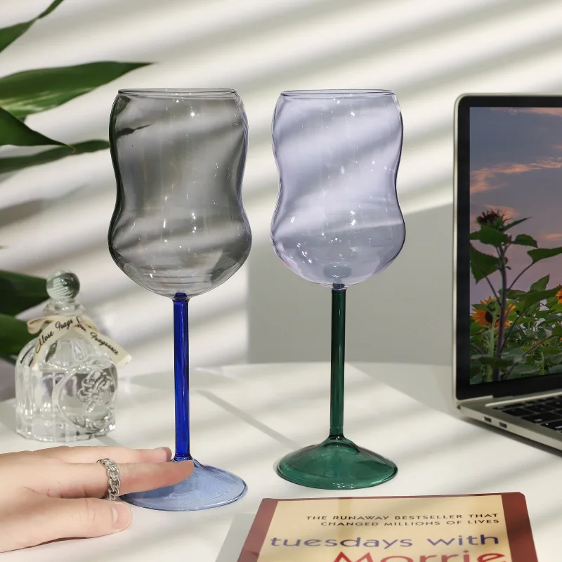 

Value Ins Wind High Foot Contrasting Color High Borosilicate High Temperature Resistant Household Wine Glass Water Cup