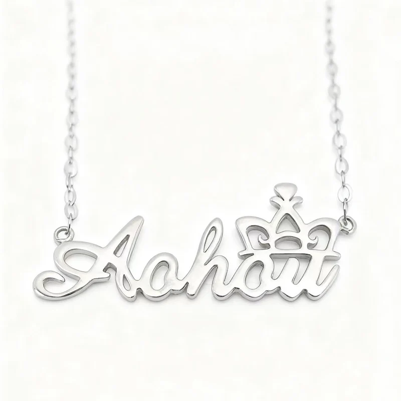 

S925 Sterling Silver Dainty Elegant Letter Crown Pendant Necklace Custom Name for Christmas Birthday Gift Women Mom Girlfriend