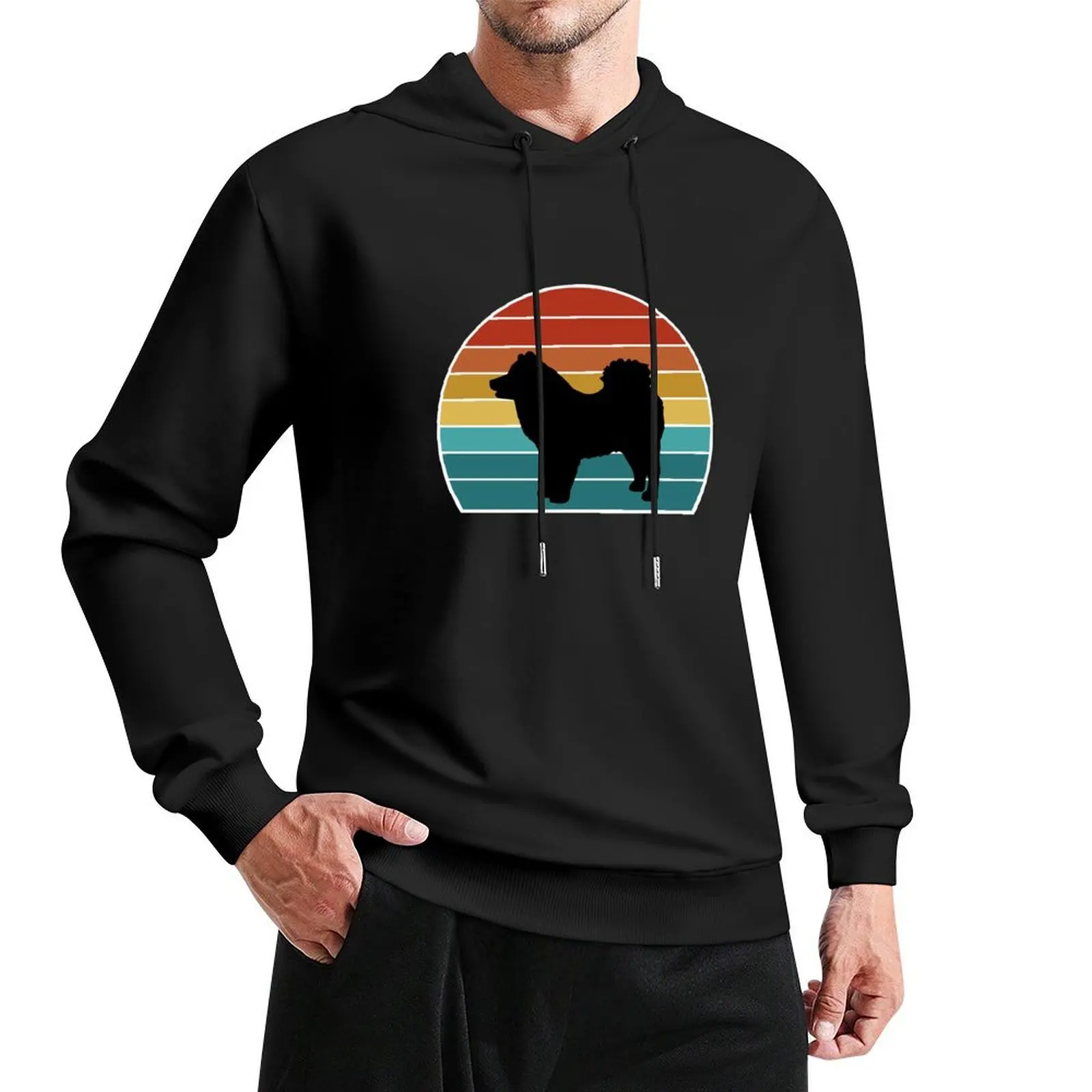 

Eurasier Dog Silhouette Vintage Sunset for Dog Lovers Pullover Hoodie japanese style anime clothes graphic hoodies