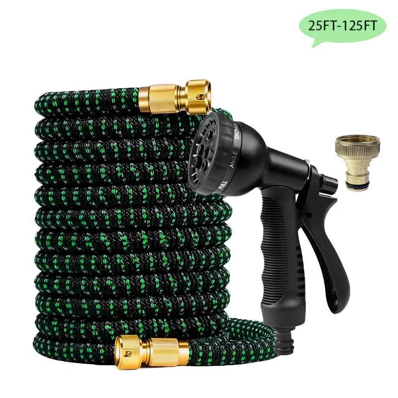 

3X Retractable Flexible Garden Water Pipe, High-Pressure Car Wash 8-Function Nozzle, Suitable For Household And Outdoor Cleaning