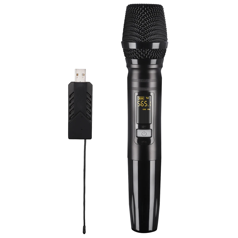 Portable Cardioid Dynamic Microphone UHF Handheld USB Wireless for Karaoke Podcasting Made Metal for Computer Recording Singing