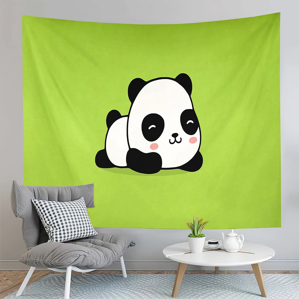 Cute Panda Print Tapestry Cartoon Style Animals Tapestry Creative Wall Hanging Decor Tapestries Bedroom Home Living Room Dorm