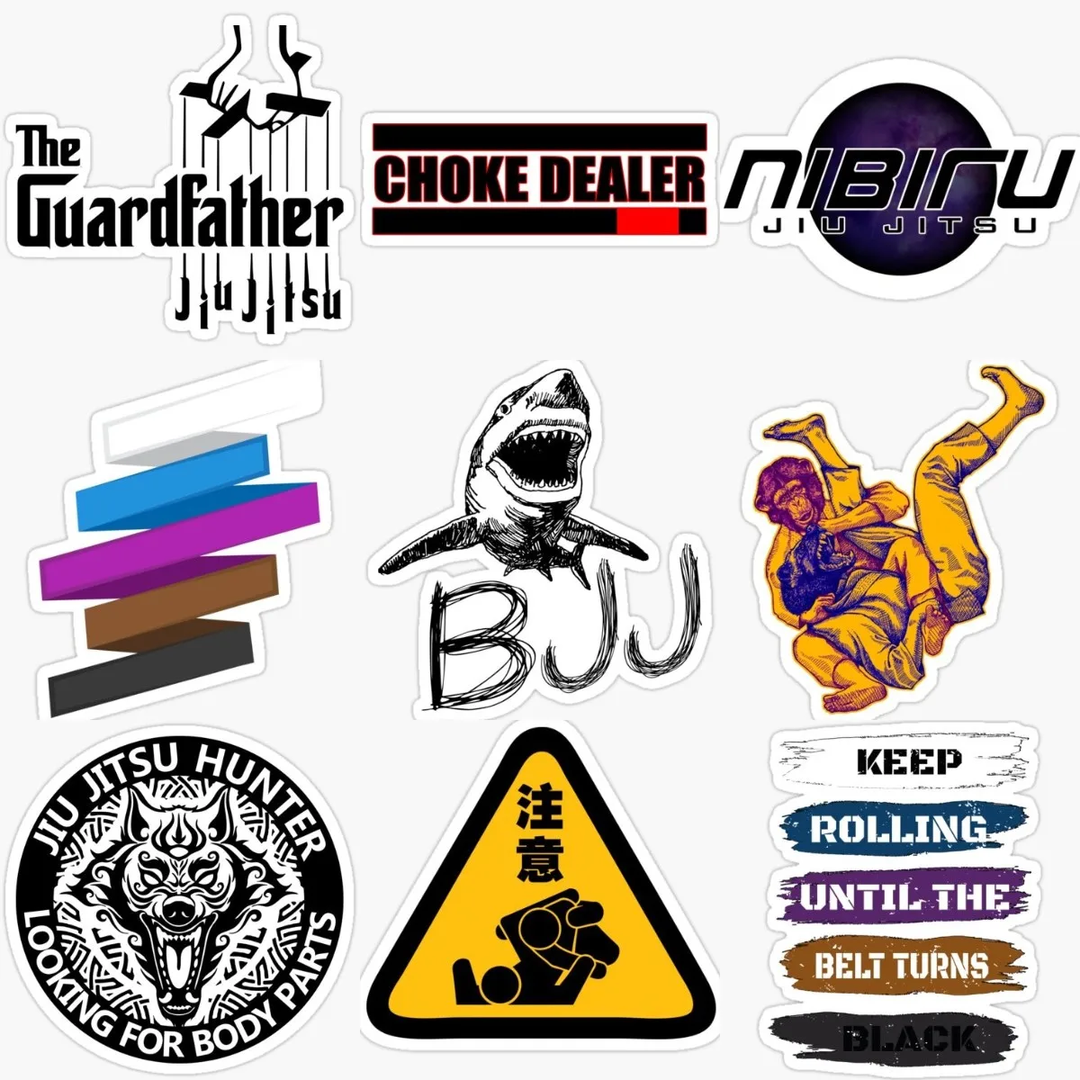 Brazilirn Jiu Jitsu BJJ Emblem Creative Personalized PVC Waterproof Stickers for Decorate Car Bicycle Wall Room Helmet Camper