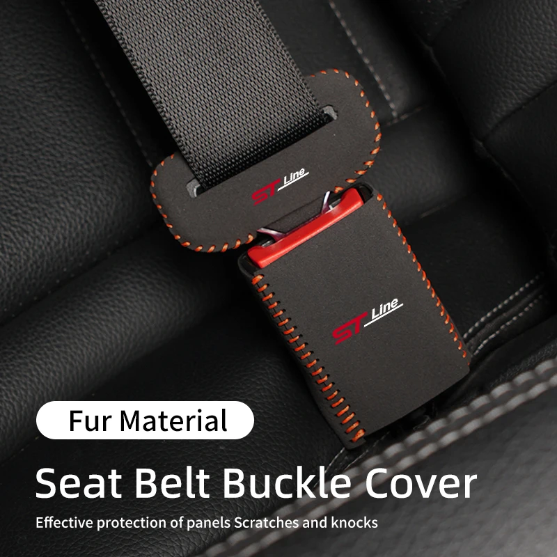 2Sets Car Seat Belt Buckle Cover Universal Fur Protector Auto Accessories For Ford Escape Kuga Mondeo Fiesta Focus 2 Fusion - view 2