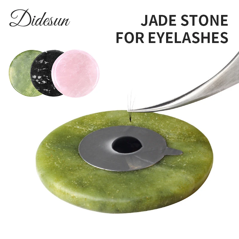 Didesun Eyelash Extension Glue Holder Pink Jade Stone Holder Glue Pallet Glue Stand Pads Jade Stone for Lashes Makeup Tools