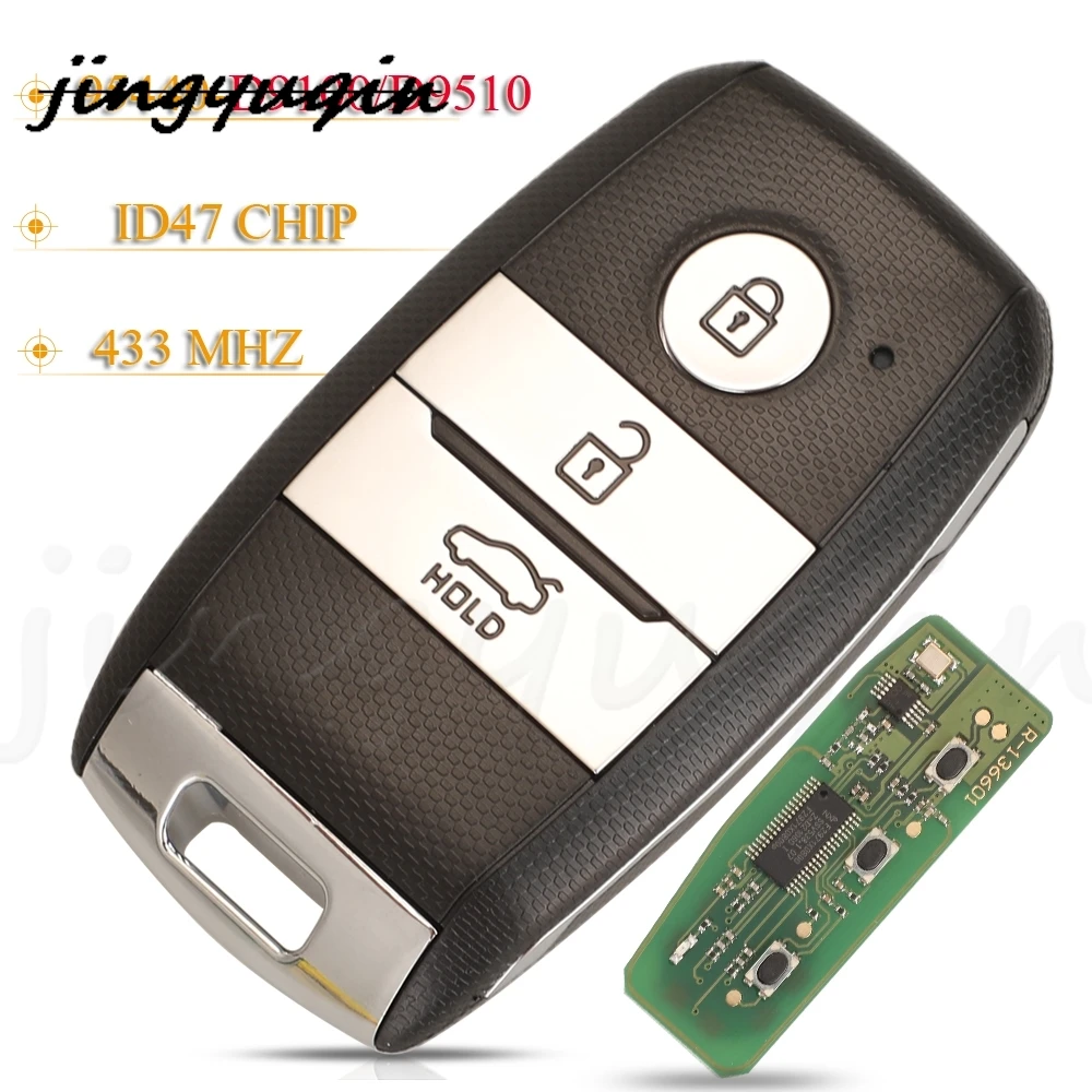 jingyuqin 3 Buttons Smart Remote Car Key Fob 433 MHz 95440-D9100/D9510 ID47 Chip For KIA Sportage 2016 No logo