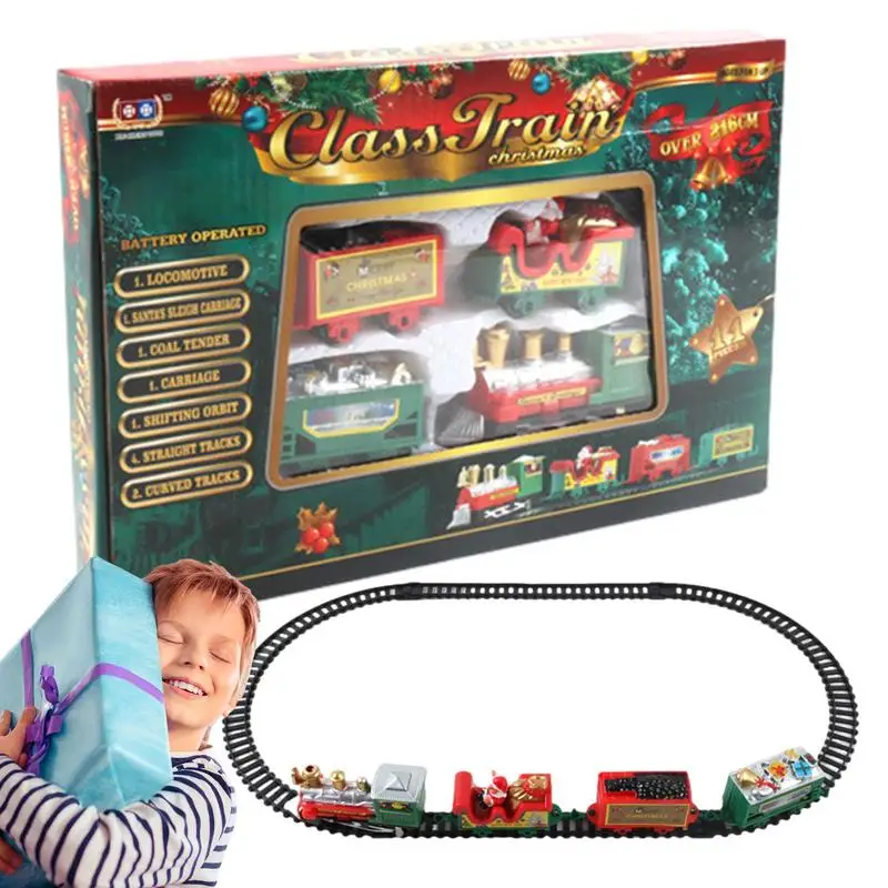 

Toy Train Set Battery-Powered Engine Railway Kits DIY Assembling Educational Toys Fun Rail Car Building Toys Gifts For Boys