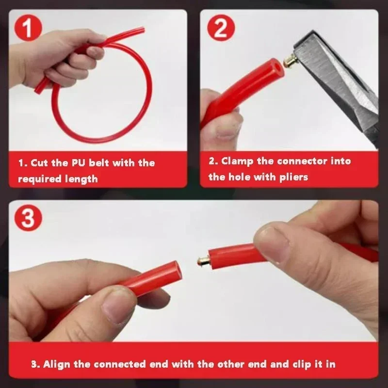 Red PU Polyurethane Hollow Round Belt Convenient Connection Non-Adhesive Drive Belt For Industrial Conveyor Food Machinery