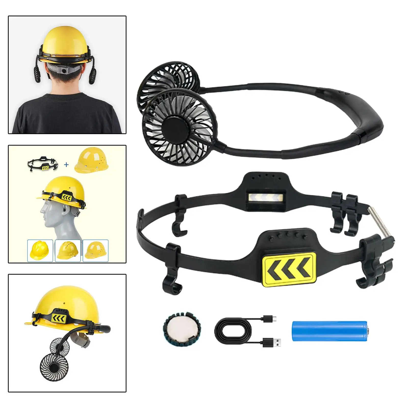 Personal Hard Hat Cooling Fan Adjustable with Night Light for Indoor/Outdoor