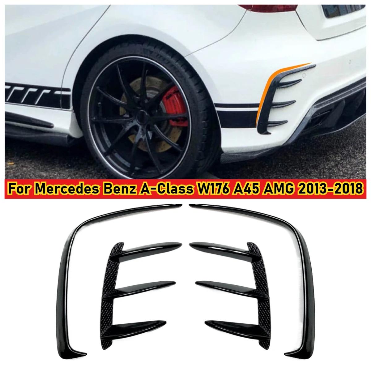 

Для Mercedes Benz A-Class W176 A45 AMG 2013-2018 хэтчбек задний бампер спойлер боковые канавки сплиттер обвесы комплекты глянцевый черный
