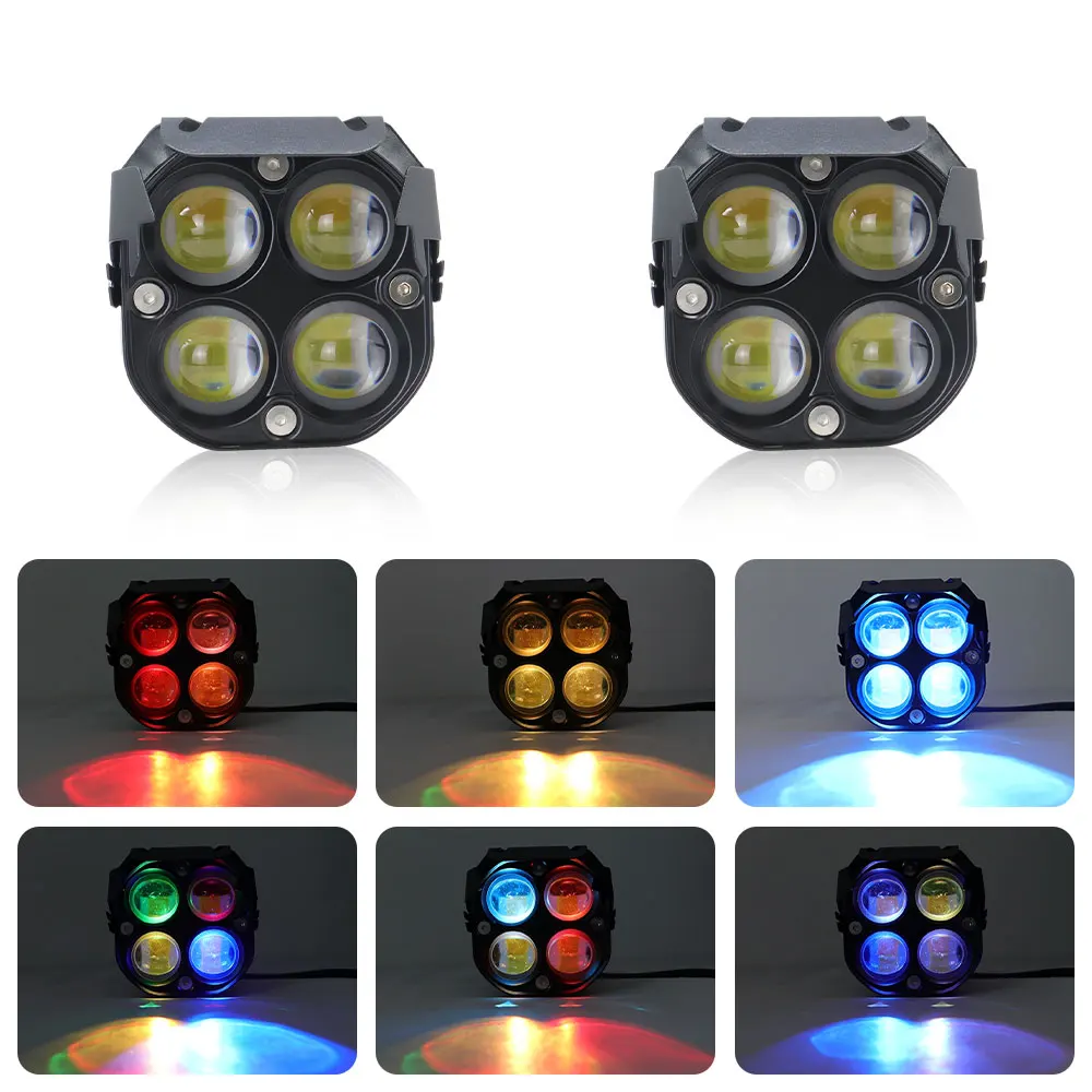 3'' RGB Led Work Spotlights Pod Lights Headlights for Motorcycles Flood Led Bar Fog Lights for Car Truck 4x4 Off Road 12V 24V