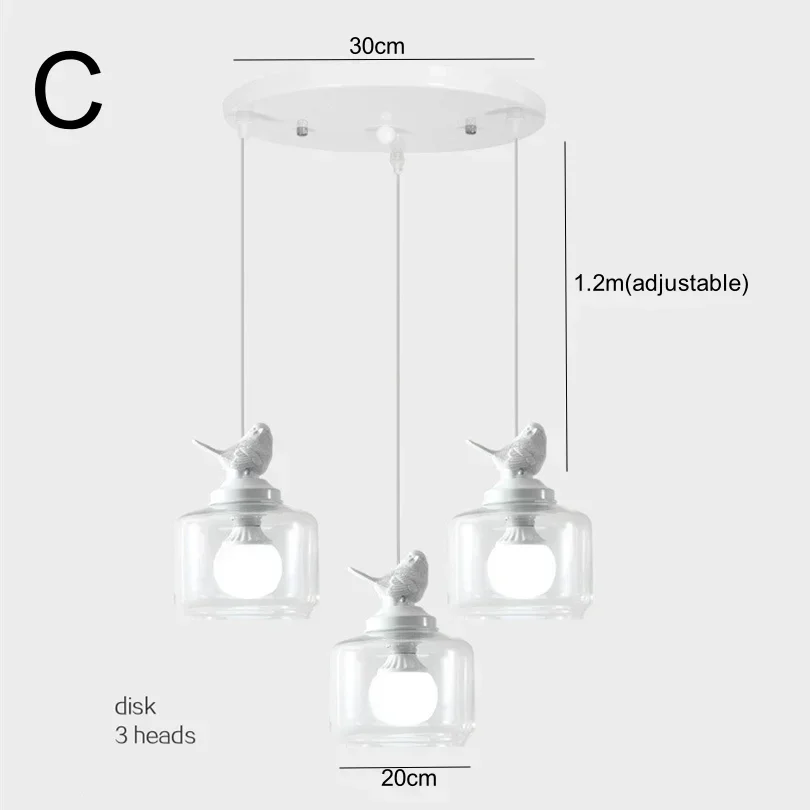 

Glass White Transparent Bird Restaurant Bar Children's Room Living-room Balcony Porch Stair Single 3 Heads Pendant LED Light