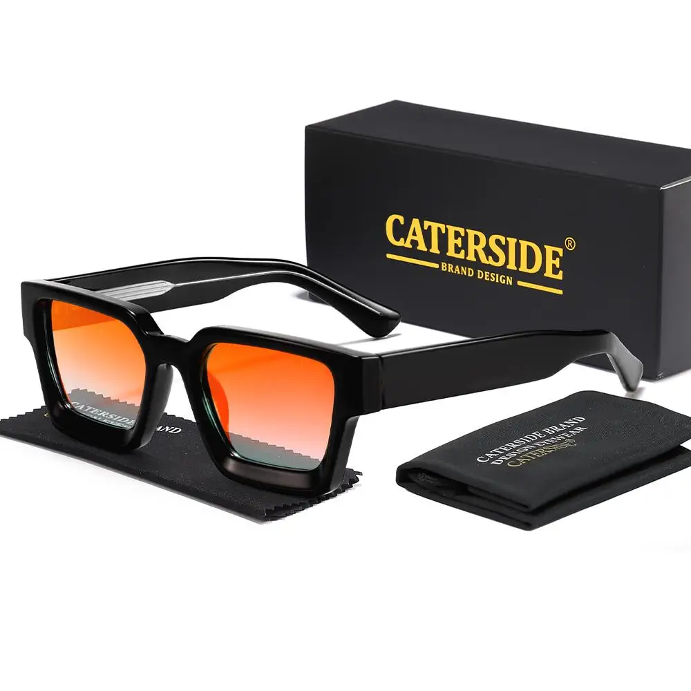 CATERSIDE Nouvelles Lunettes de Soleil Épaisses pour Hommes, Monture Carrée, Verres Dégradés, Lunettes de Soleil de Luxe pour Femmes, Cadeau Idéal pour Voyages en Extérieur, Protection UV400