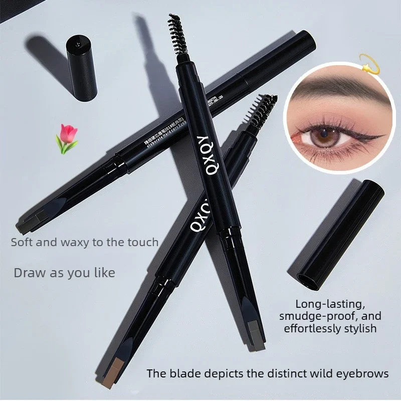 Eyebrow Pencil Automatic Rotating Double Head Long Lasting Natural Waterproof 4 Color Triangle Eyebrow Pen Make Up