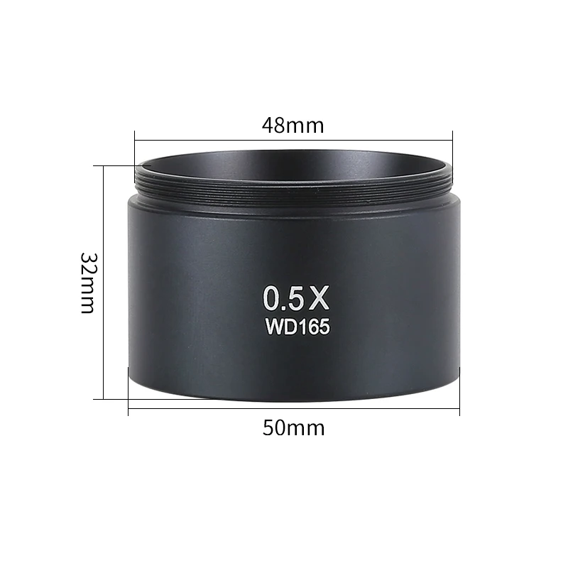 WD165 0.5X WD120 0.7X 三眼実体顕微鏡補助対物レンズバーローレンズ 48 ミリメートルスレッド光学ガラスレンズ