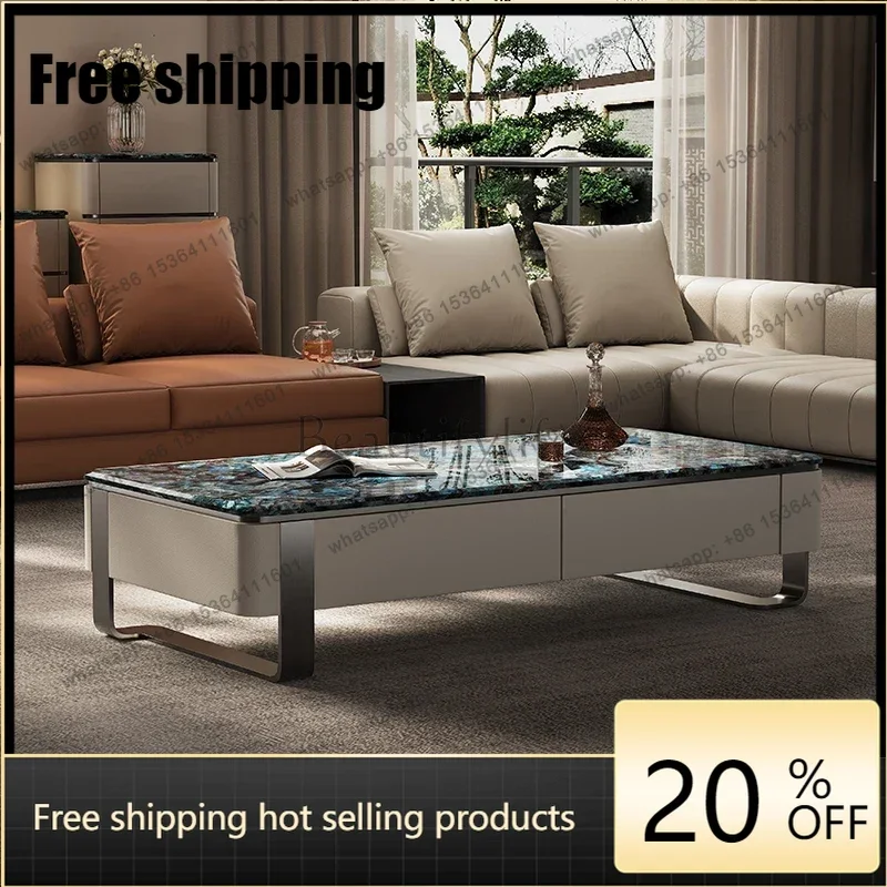 Customization Italian Minimalist Marble Coffee Table Living Room Home Light Luxury High-end Customized New Solid Wood Coffee Tab