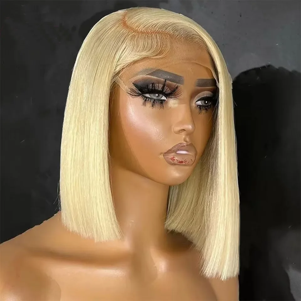 

613 Blonde Bob Wig Human Hair 13x4 Transparent Lace Front Wigs Human Hair Pre Plucked with Baby Hair 8-16 Inch Short Bob Wigs