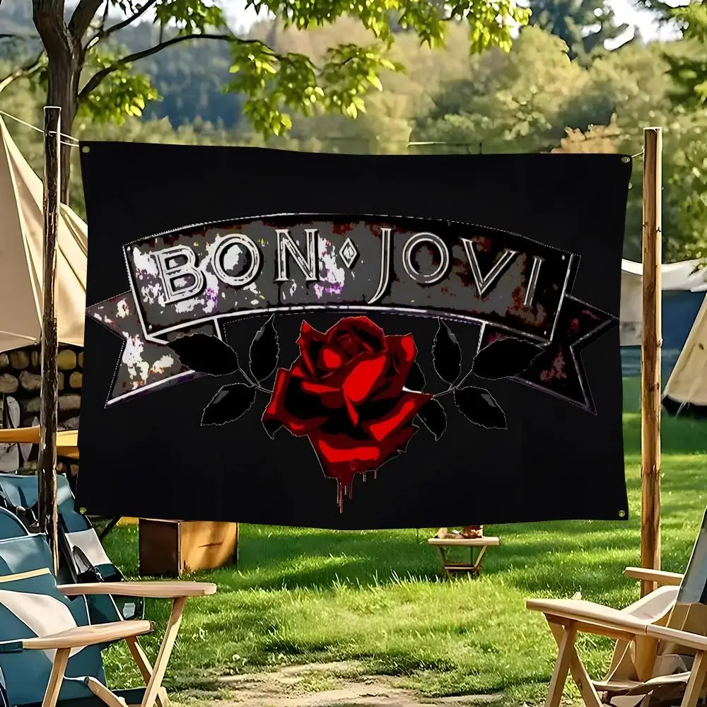 B-Bon Jovi Flaggen, Flaggen für Zimmer, Schlafzimmer, Zuhause, Outdoor, Wandbehang, Konzertdruck, Kunstbanner